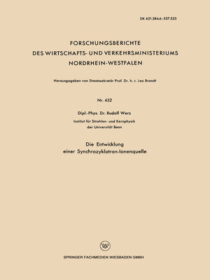 cover image of Die Entwicklung einer Synchrozyklotron-Ionenquelle